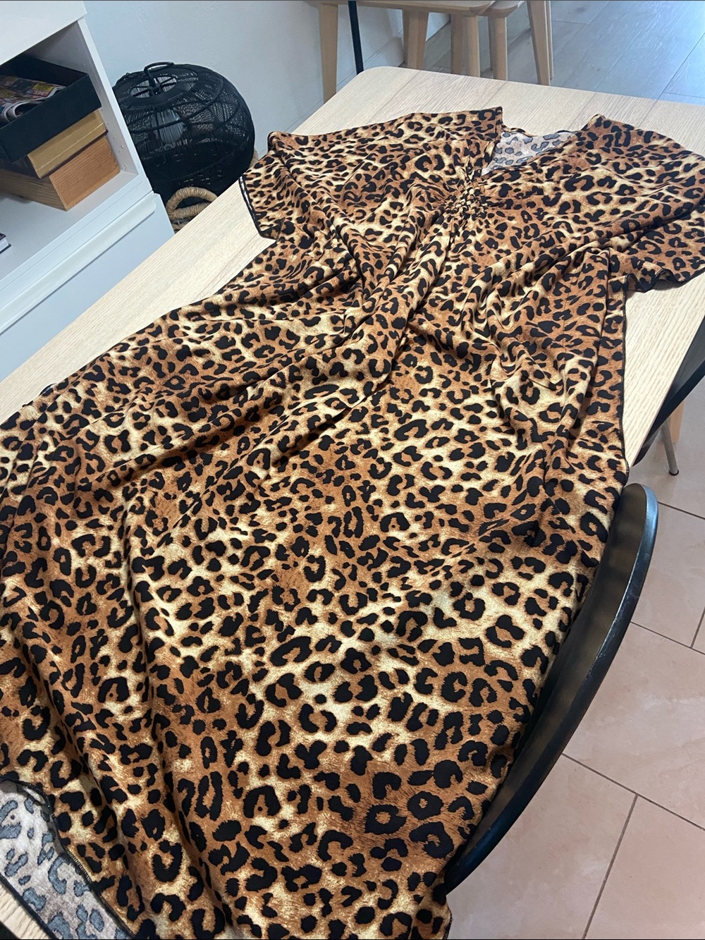 Leopard Print Midi Caftan Dress
